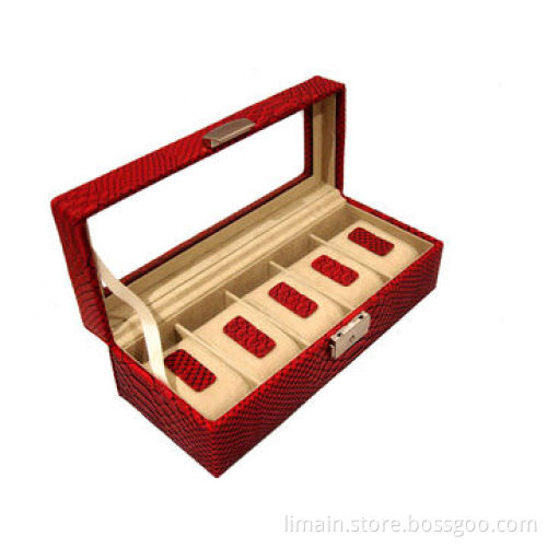 5 Red Black Alligator Finish Watch Case